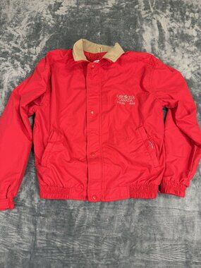 Avon Sportswear Mens Red Jacket CAW-TCA Local 444 Embroidered Small Size